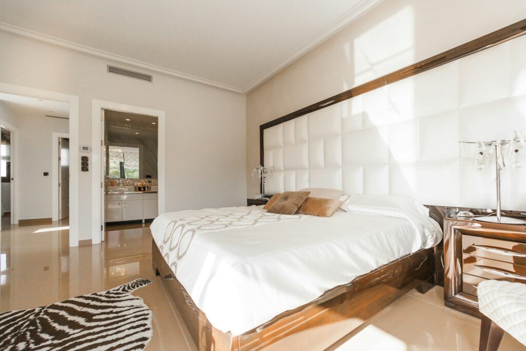 Bedroom in a luxury apartment