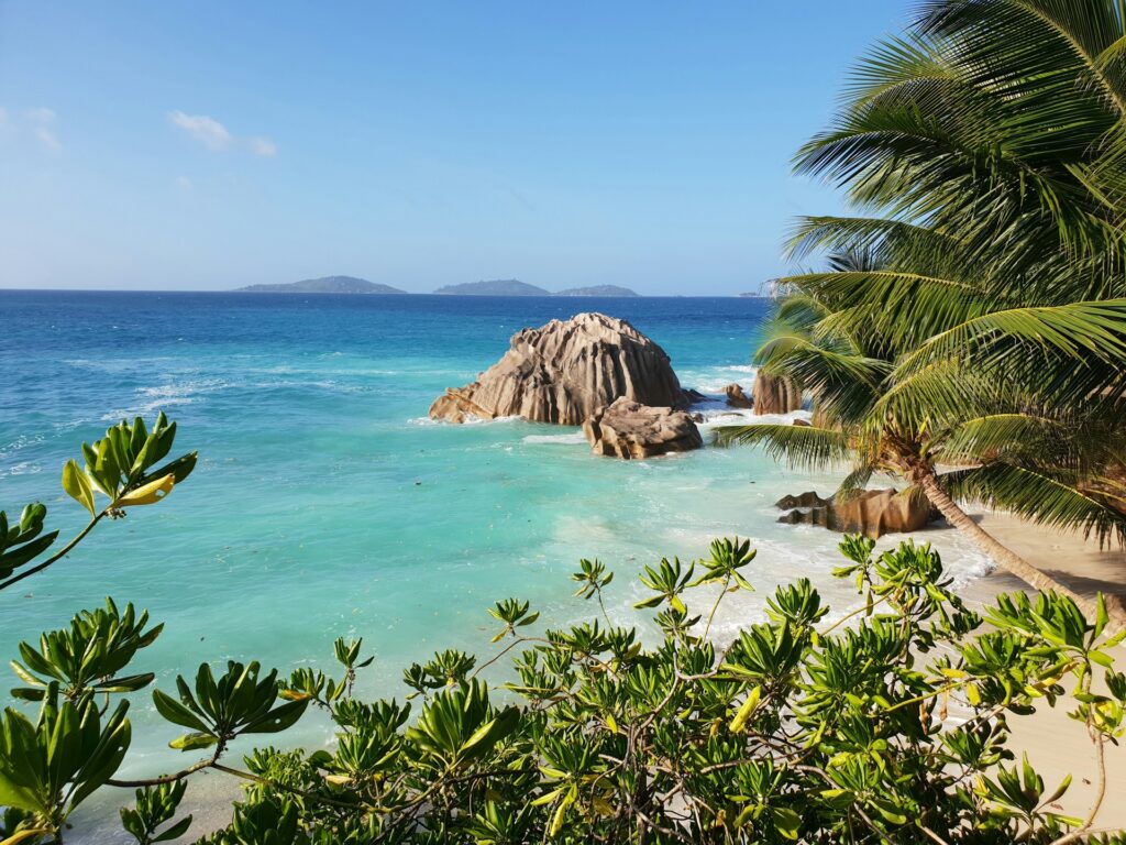 Tropical white sand beach in the Seychelles