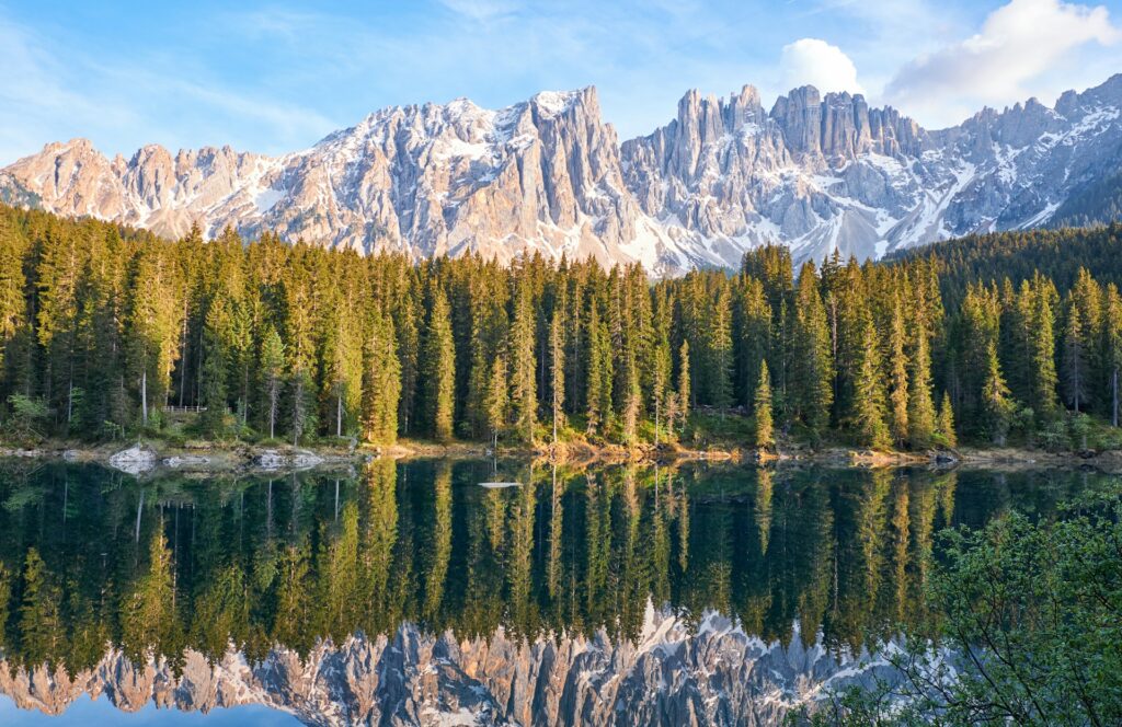 Lake and mountains in Karersee Italy